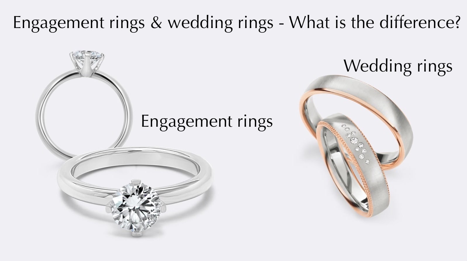Graphic engagement rings and wedding rings differences